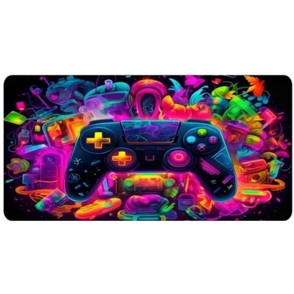 Vibrant Neon Gaming Controller Desk Mat‎ XL Extended Large Mousepad